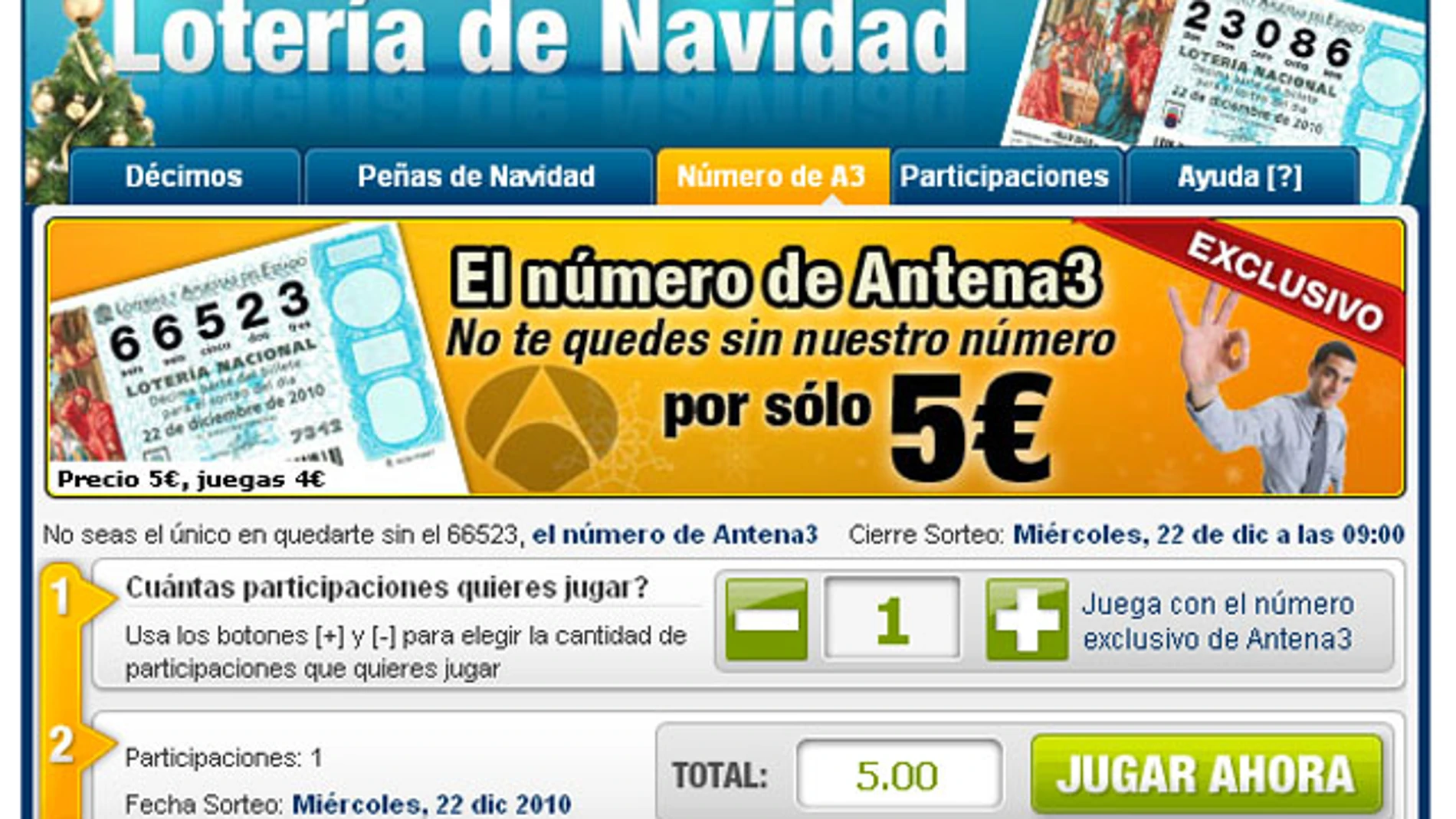 El número de antena 3 para Navidad El número de antena 3 para Navidad