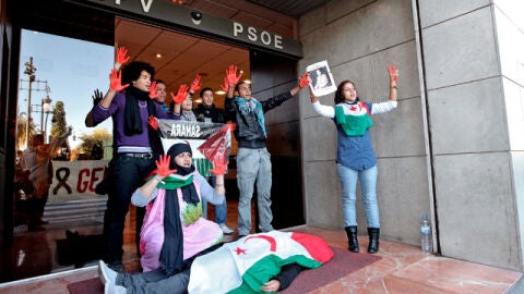 Protestas en la sede del PSPV