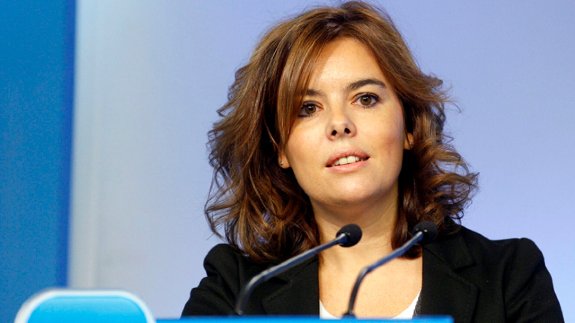 Soraya S&aacute;enz de Santamar&iacute;a en rueda de prensa sobre los controladores