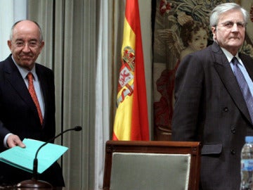 El presidente del Banco Central Europeo junto con el Gobernador del Banco de España 
