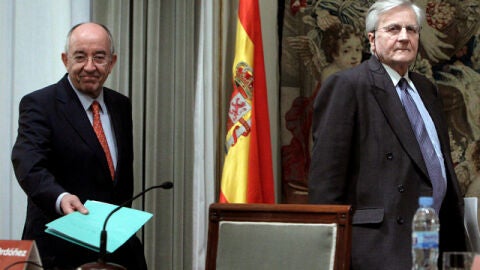 El presidente del Banco Central Europeo junto con el Gobernador del Banco de Espa&ntilde;a 