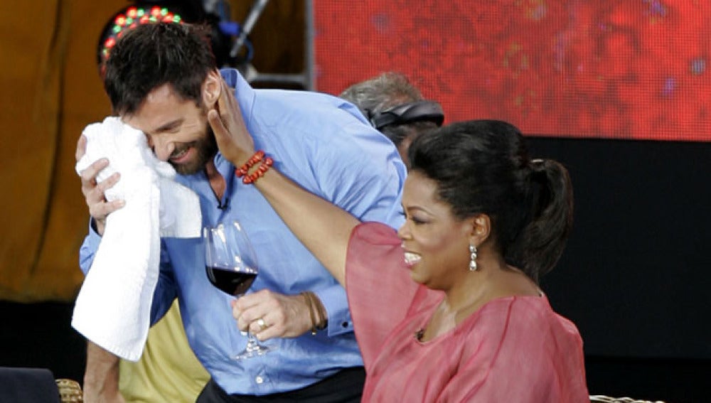 Oprah Winfrey con Jackman tras el accidente