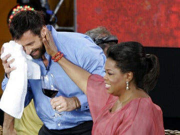 Oprah Winfrey con Jackman tras el accidente