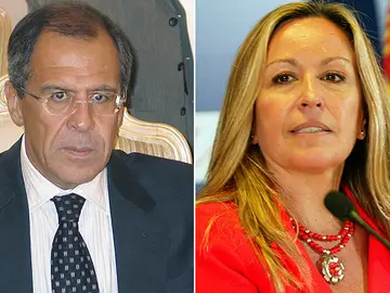 Serguei Lavrov y Trinidad Jiménez ministros de Exteriores de Rusia y de España Serguei Lavrov y Trinidad Jiménez ministros de Exteriores de Rusia y de España