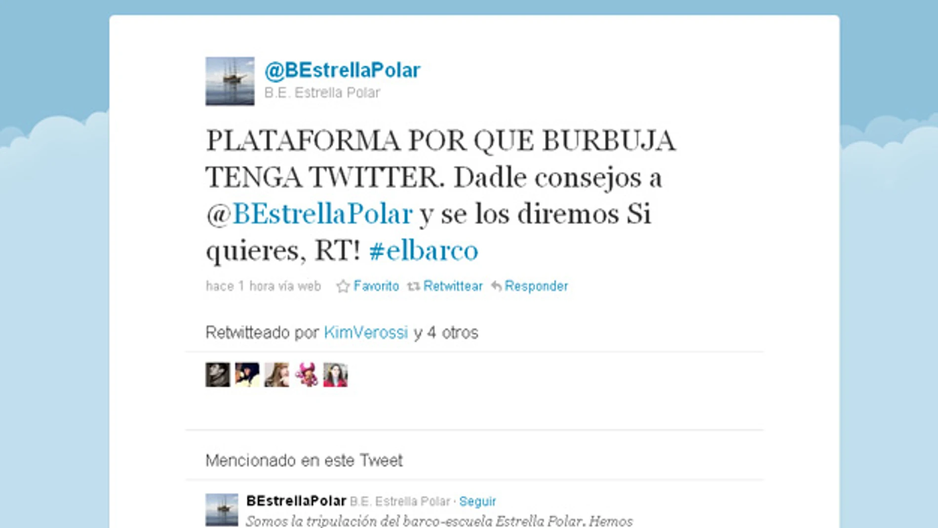 Queremos que Burbuja tenga twitter