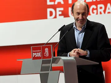 Pérez Rubalcaba durante el mitin Pérez Rubalcaba durante el mitin