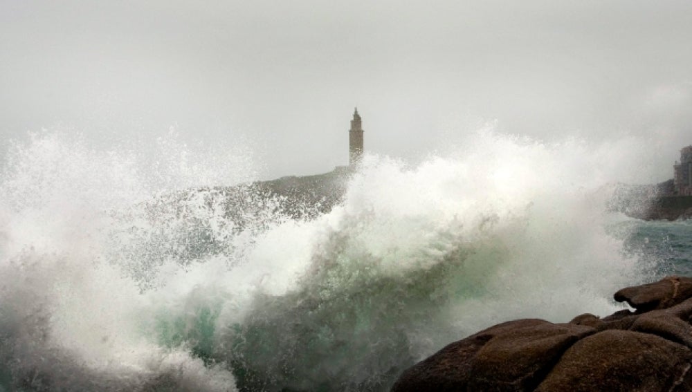 Fuertes olas en La Coruña