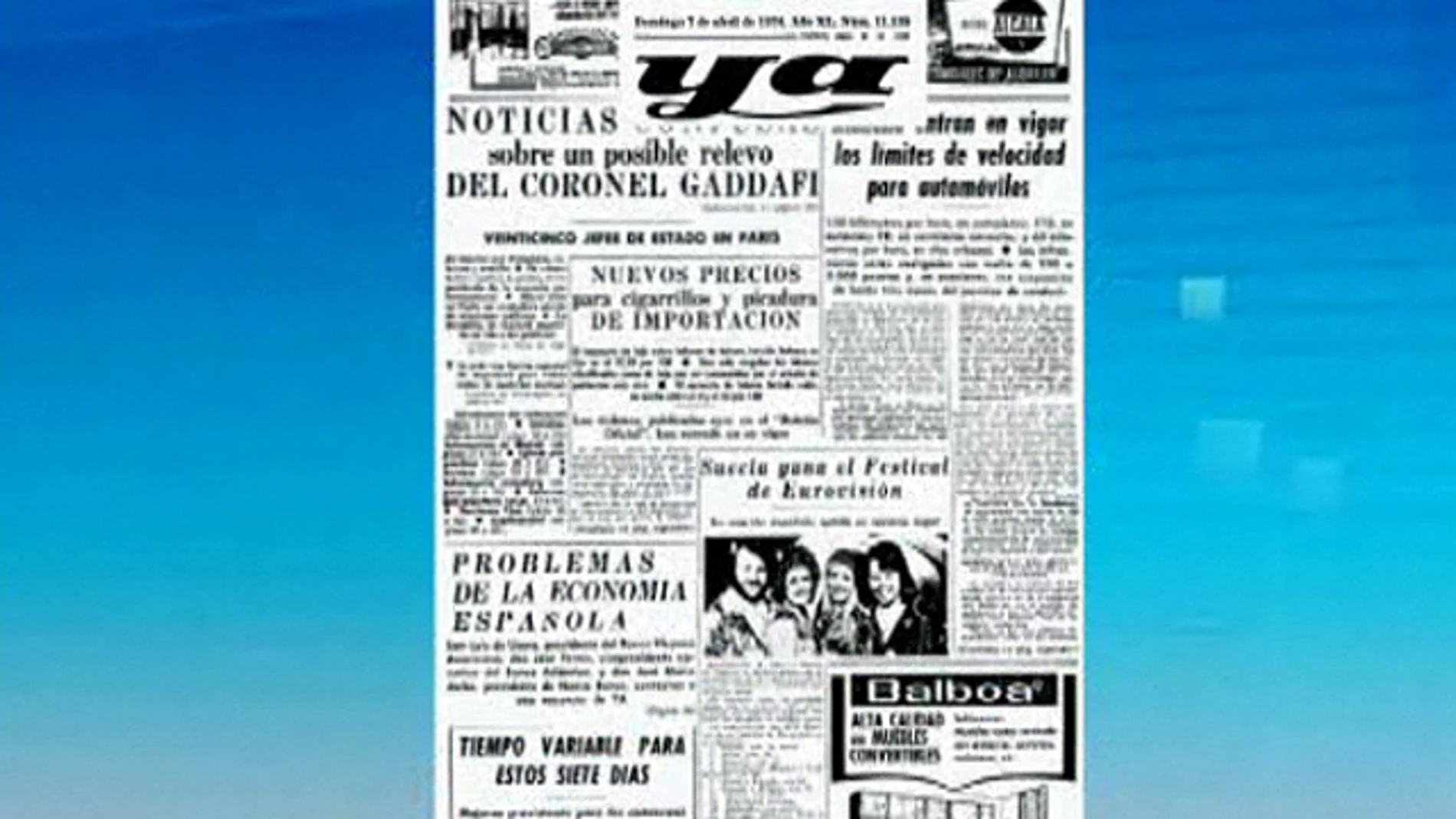 El periódico 'Ya' del 7 de abril de 1974 El periódico 'Ya' del 7 de abril de 1974