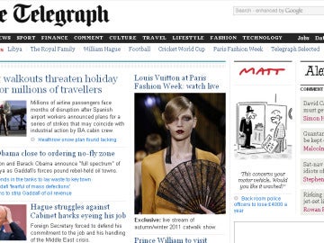 Portada de la edición digital de 'The Telegraph'