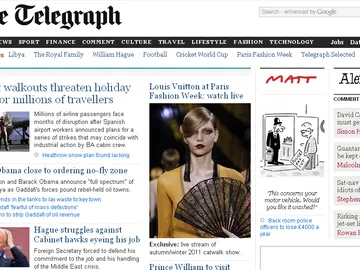 Portada de la edición digital de 'The Telegraph' Portada de la edición digital de 'The Telegraph'