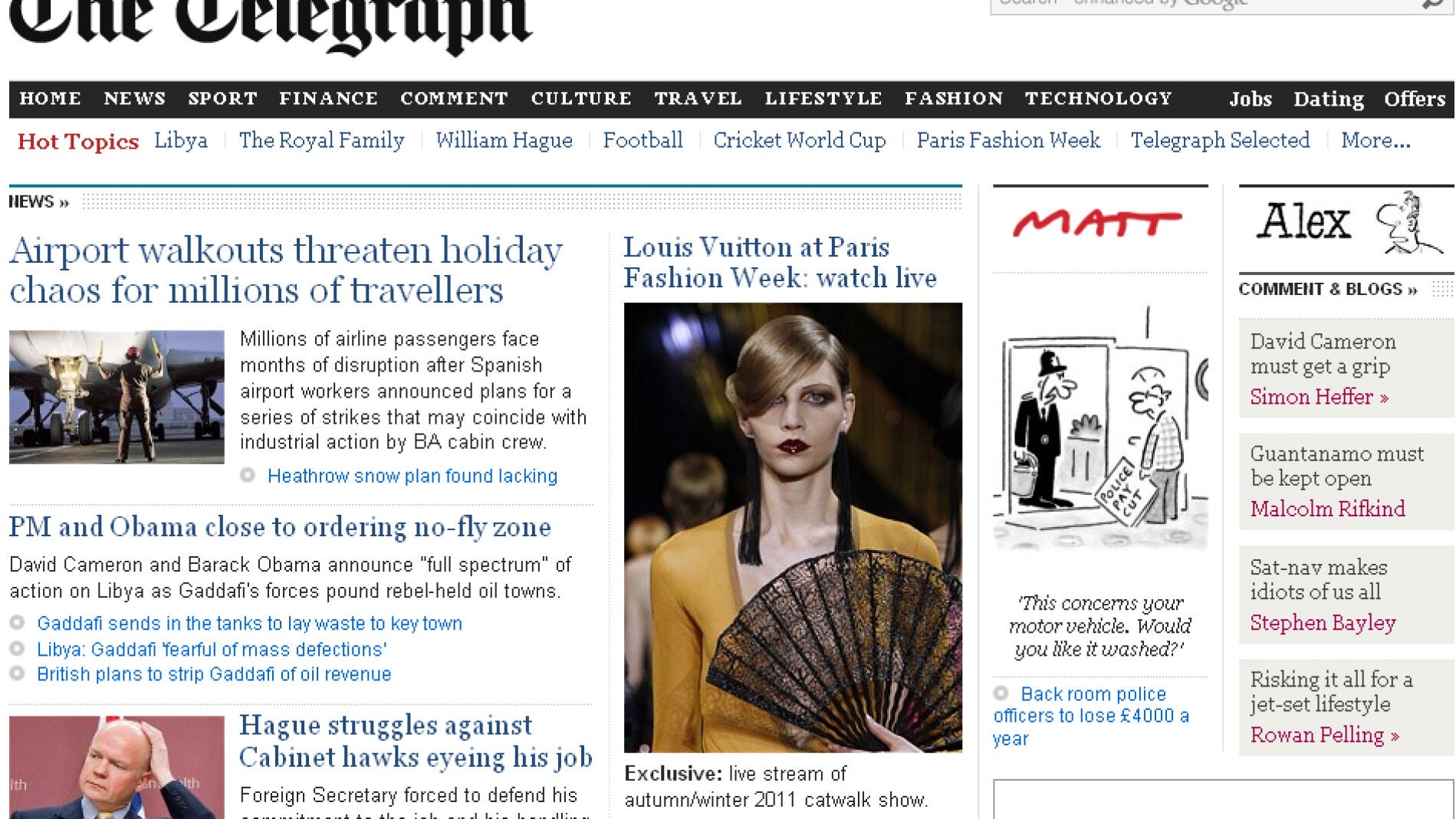 Portada de la edici&oacute;n digital de 'The Telegraph'