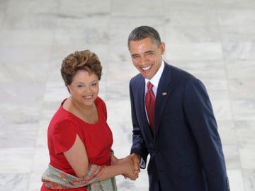 La presidente brasileña, Dilma Rousseff, recibió el presidente de Estados Unidos, Barack Obama