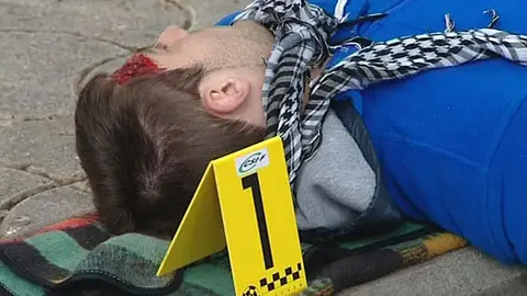 Recreación de un crimen en Zaragoza Recreación de un crimen en Zaragoza