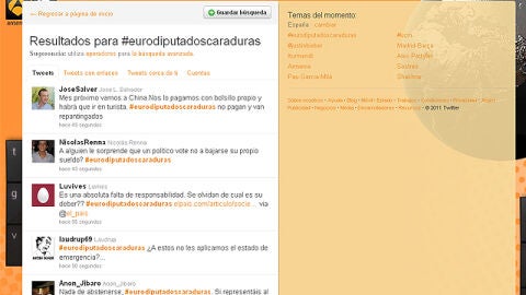 Twitter refleja el enfado de los ciudadanos con los eurodiputados