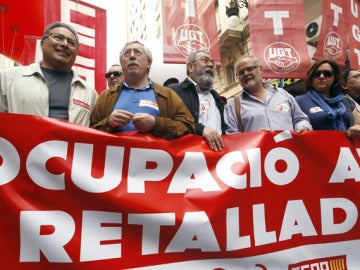 Los líderes sindicales en la manifestación del 1 de Mayo