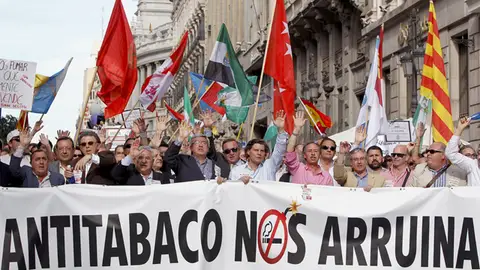 manifestación de hosteleros contra la Ley Antitabaco manifestación de hosteleros contra la Ley Antitabaco