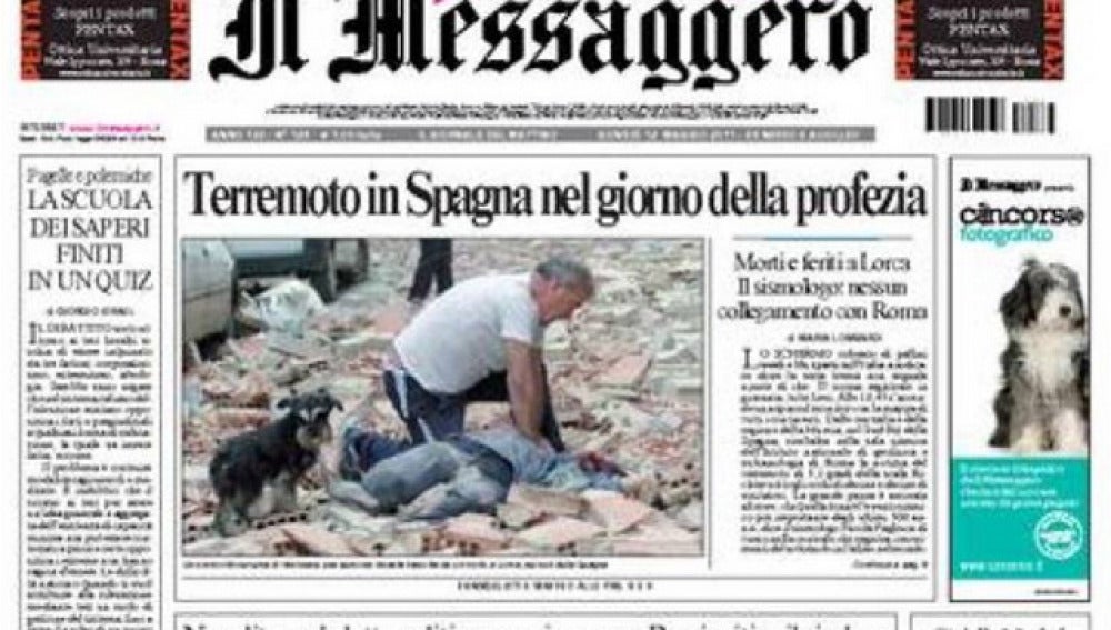 Portada de 'Il Messaggero'