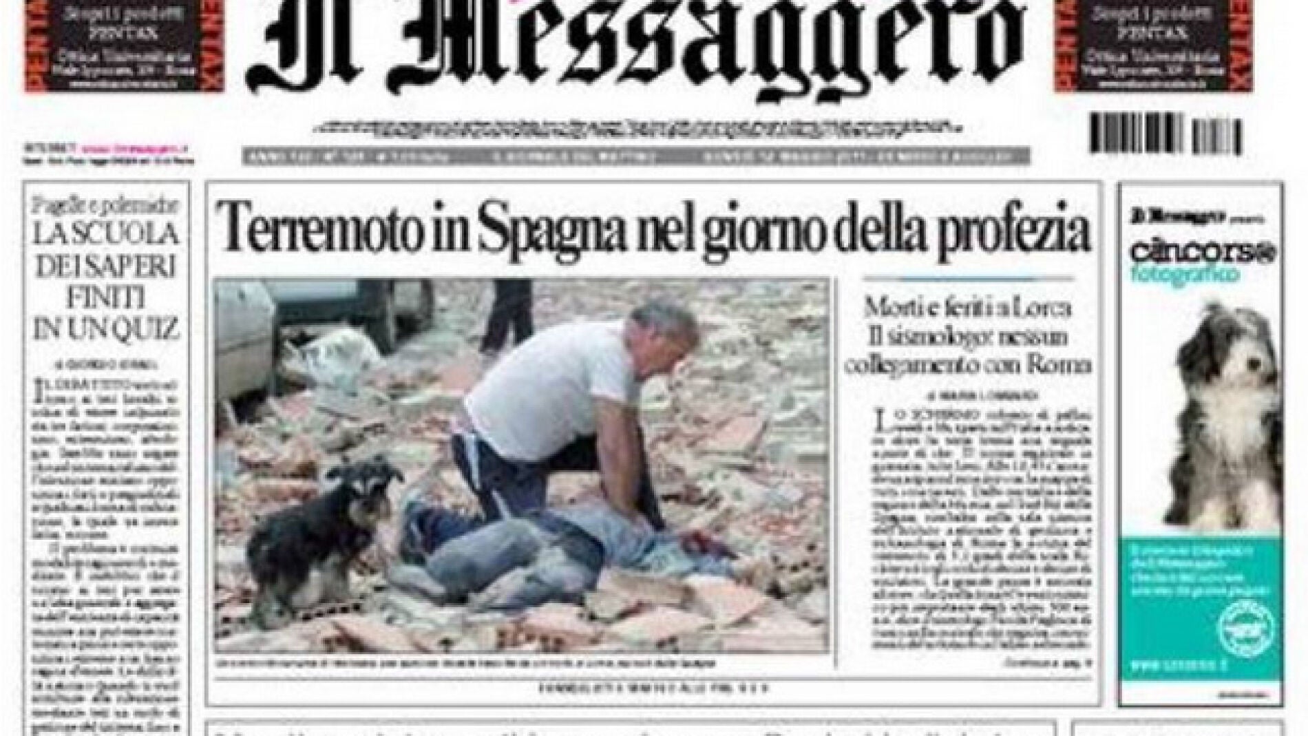Portada de 'Il Messaggero'