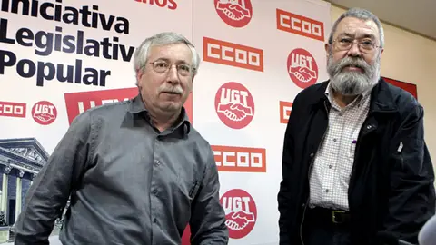 Toxo y Méndez, en rueda de prensa Toxo y Méndez, en rueda de prensa