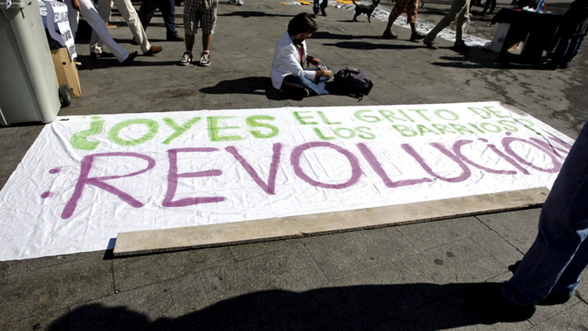 Acampada en la puerta del Sol