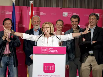 La líder de UPyD, Rosa Díez, tras conocer los resultados electorales. La líder de UPyD, Rosa Díez, tras conocer los resultados electorales.