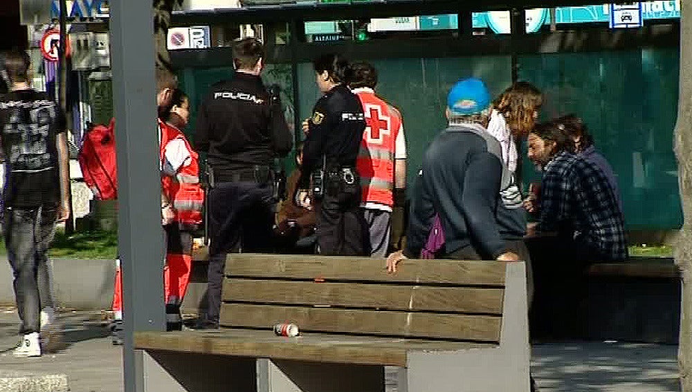 La policía en la plaza de Pontevedra de A Coruña