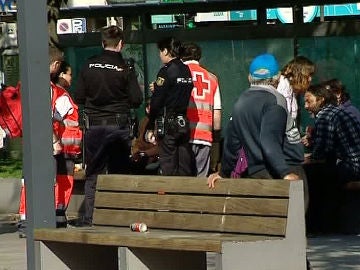 La policía en la plaza de Pontevedra de A Coruña