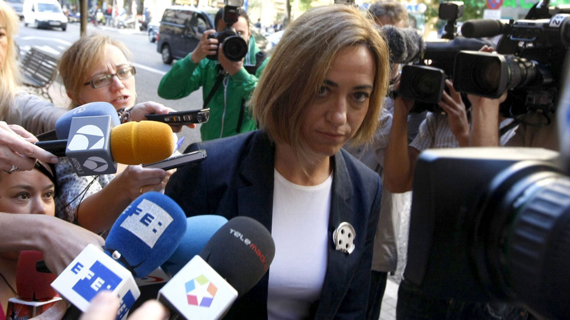 Carme Chacón a su llegada a la reunión