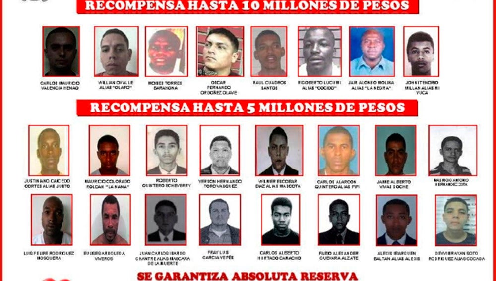 Entre los más buscados de Colombia