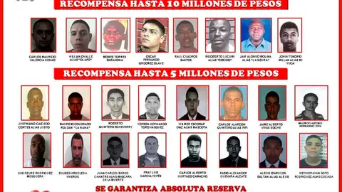 Entre los más buscados de Colombia Entre los más buscados de Colombia