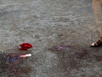 Restos de sangre en el lugar del asesinato Restos de sangre en el lugar del asesinato
