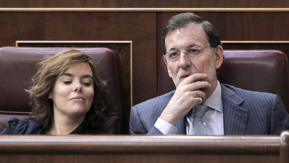 Mariano Rajoy y Soraya Sáenz de Santamaría, en el Congreso