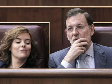 Mariano Rajoy y Soraya Sáenz de Santamaría, en el Congreso Mariano Rajoy y Soraya Sáenz de Santamaría, en el Congreso