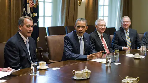 Obama durante las negociaciones Obama durante las negociaciones