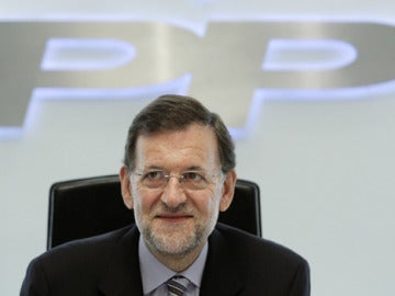 Rajoy en la sede del PP en Madrid