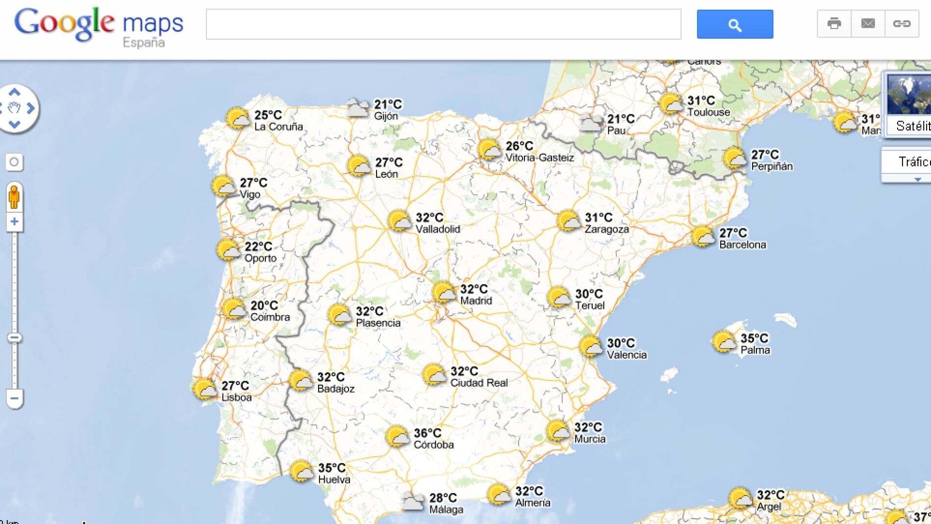 El tiempo en Google Maps