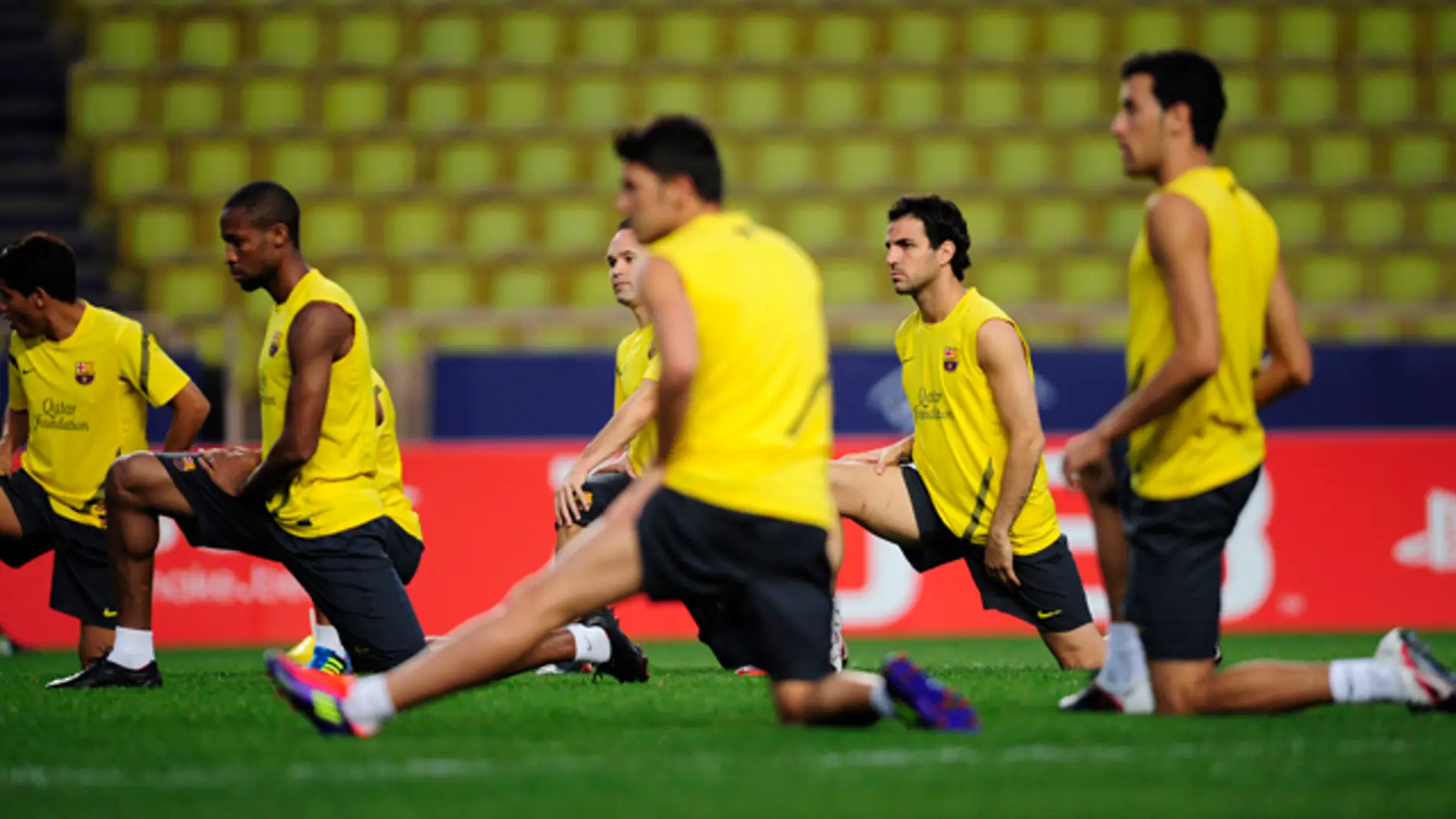 Los azulgranas en una sesión de entrenamiento