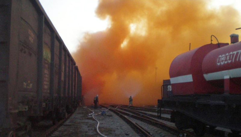 Una fuga de bromo en un tren en Rusia