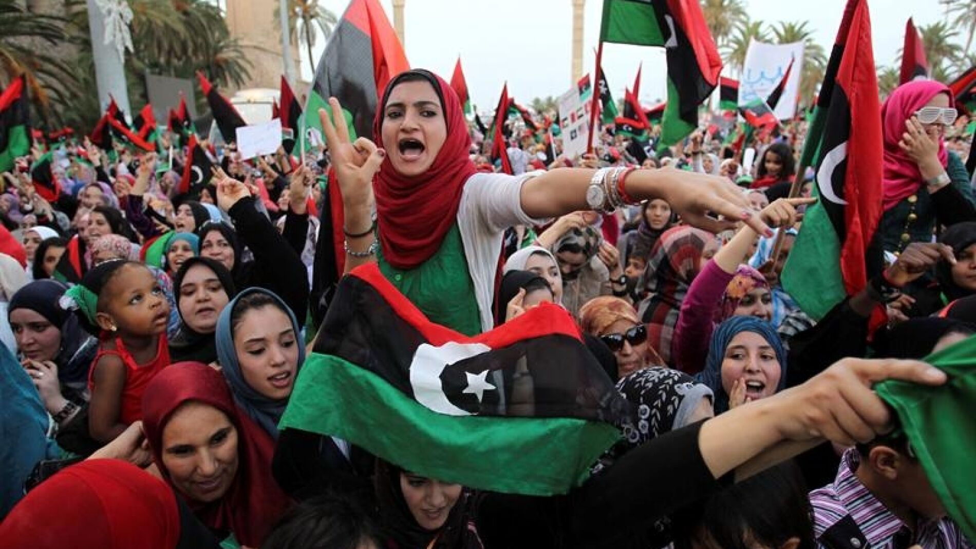 Manifestaci&oacute;n contra Gadafi