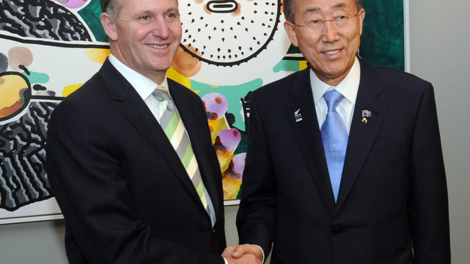 Ban Ki-Moon junto al primer ministro neozeland&eacute;s, John Key
