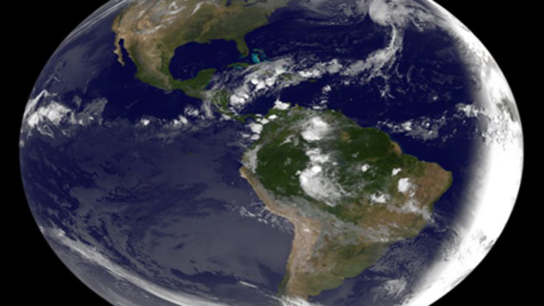 Imagen tomada por la NASA del planeta tierra desde la perspectiva de Sudamérica. Imagen tomada por la NASA del planeta tierra desde la perspectiva de Sudamérica.
