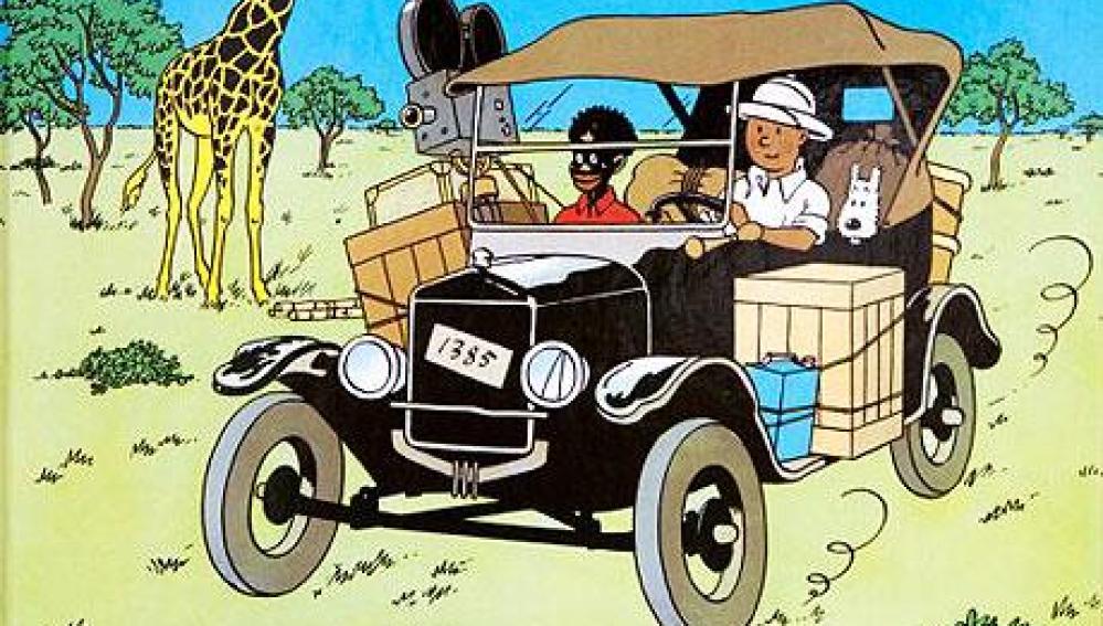 Ilustración de la portada de 'Tintín en el Congo'