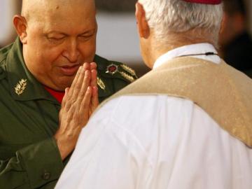 Chávez, en una misa a su regreso a Venezuela