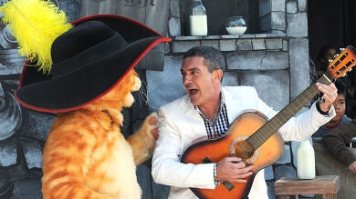 Antonio Banderas y Salma Hayek en la première de 'El gato con botas'
