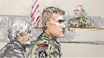 Dibujo del juicio contra el soldado americano Calvin Gibbs