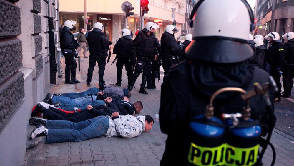 Enfrentamientos con la policía en Polonia