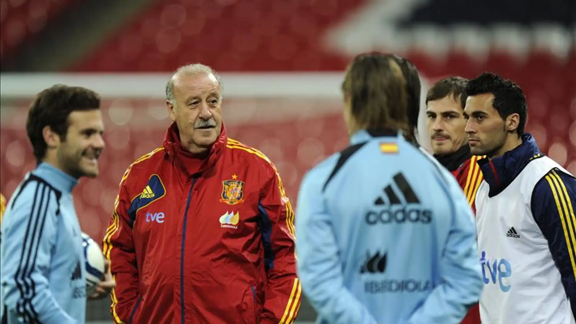 Vicente del Bosque en un entrenamiento de la selección española