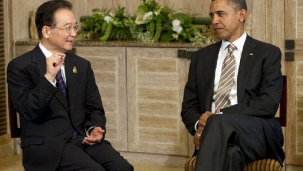 El presidente estadounidense, Barack Obama, y el primer ministro chino, Wen Jiabao