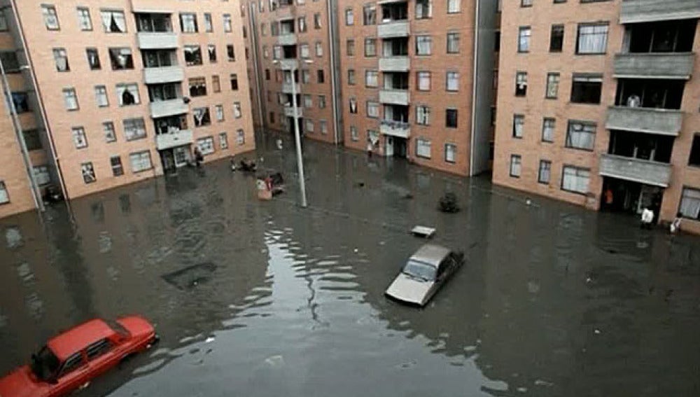 Calles inundadas en Bogotá