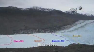 Así es el retroceso de un glaciar en la Patagonia chilena